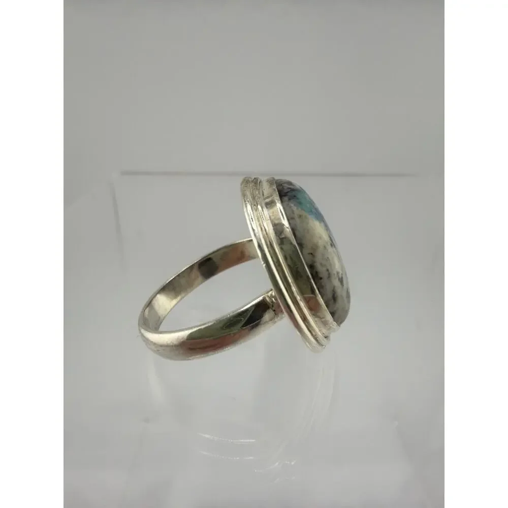 925 Sterling Silver K2 Jasper Azurite Granite Ring Size 9.5